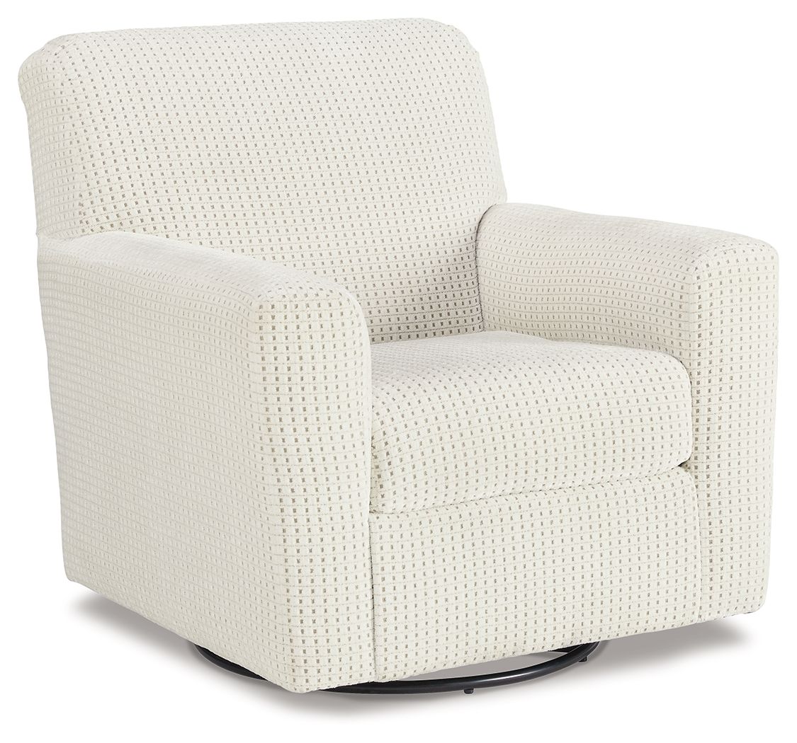 Herstow Ivory Swivel Glider Accent Chair Fabric