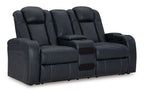 Fyne-dyme Power Reclining Loveseat With Console/Adj Hdrst