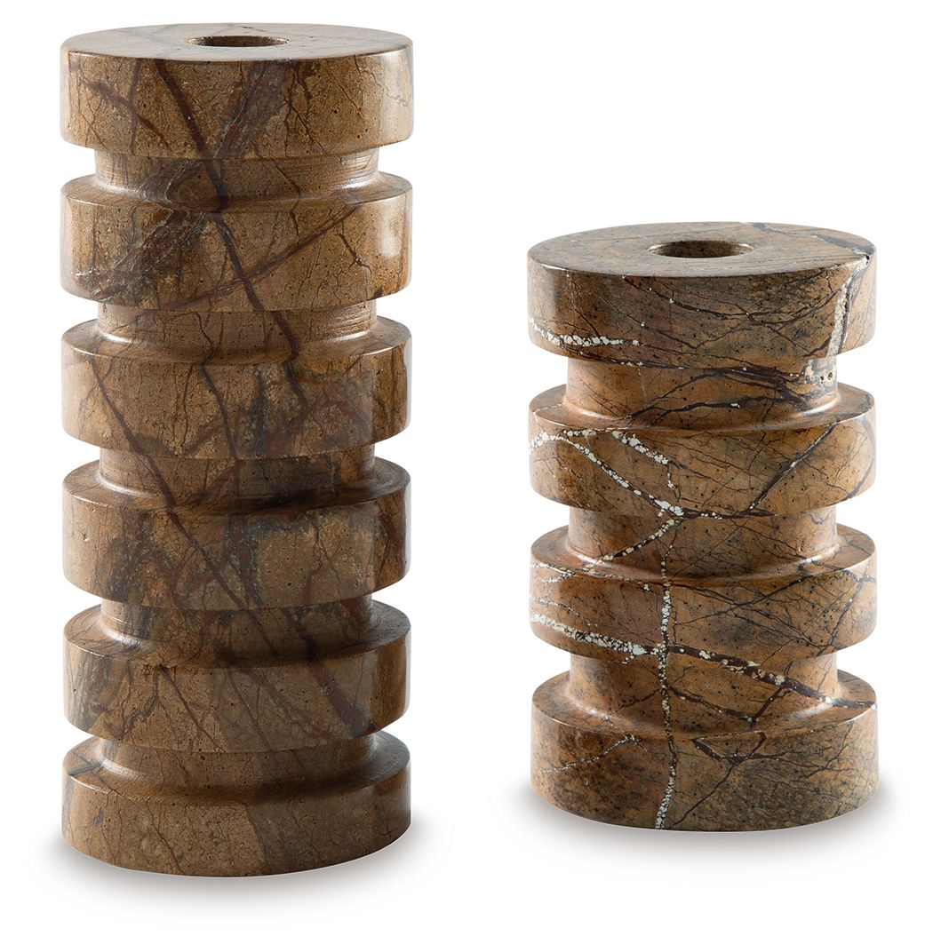 Emsleyfield Tan Candle Holder Set