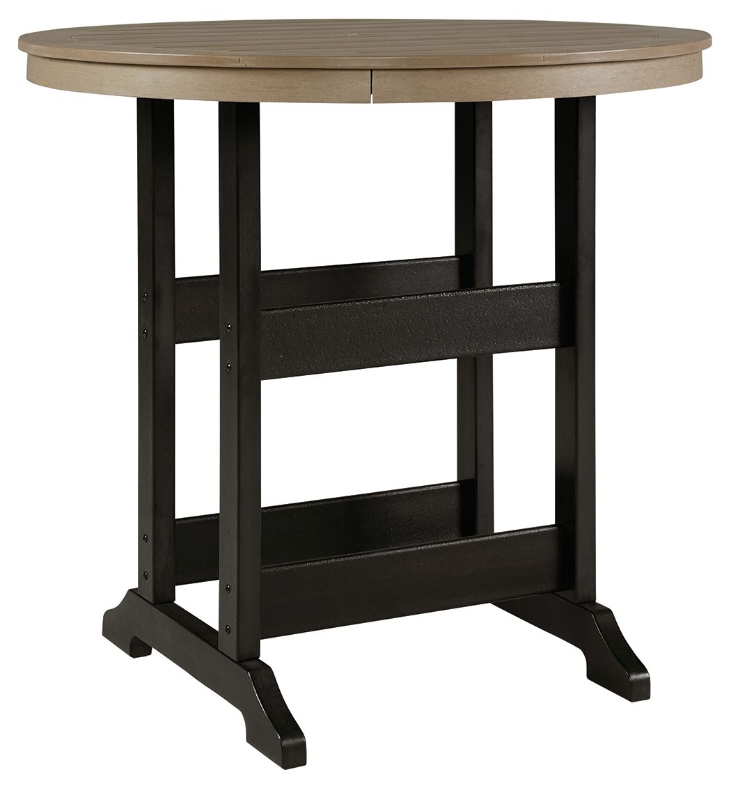 Fairen Trail Black / Driftwood Round Bar Table w/Umb OPT