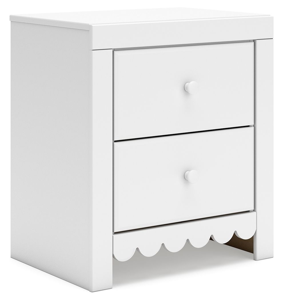 Mollviney White Two Drawer Night Stand