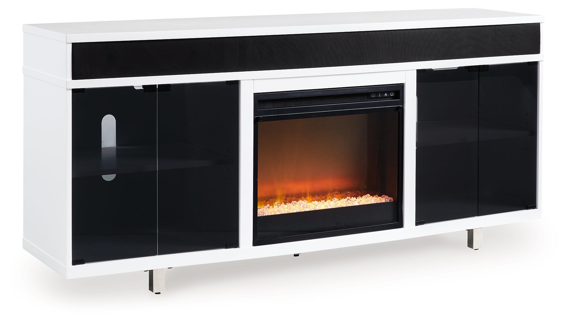 Gardoni White / Black 72 TV Stand With Electric Fireplace