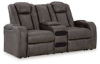 Fyne-dyme Power Reclining Loveseat With Console/Adj Hdrst