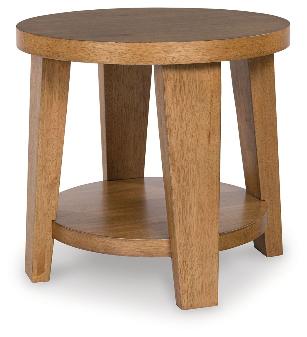 Kristiland Light Brown Round End Table