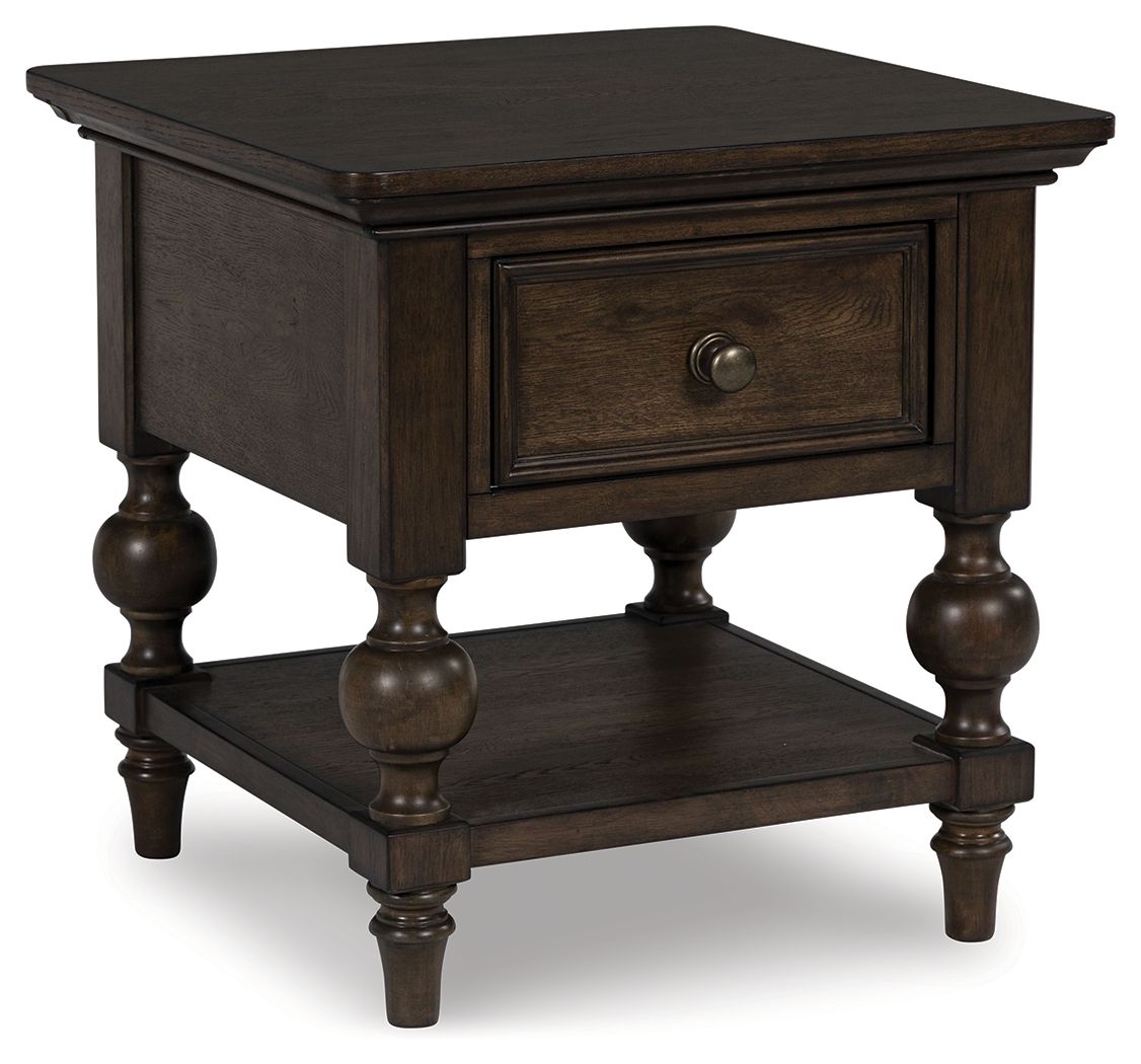 Veramond Dark Brown Square End Table