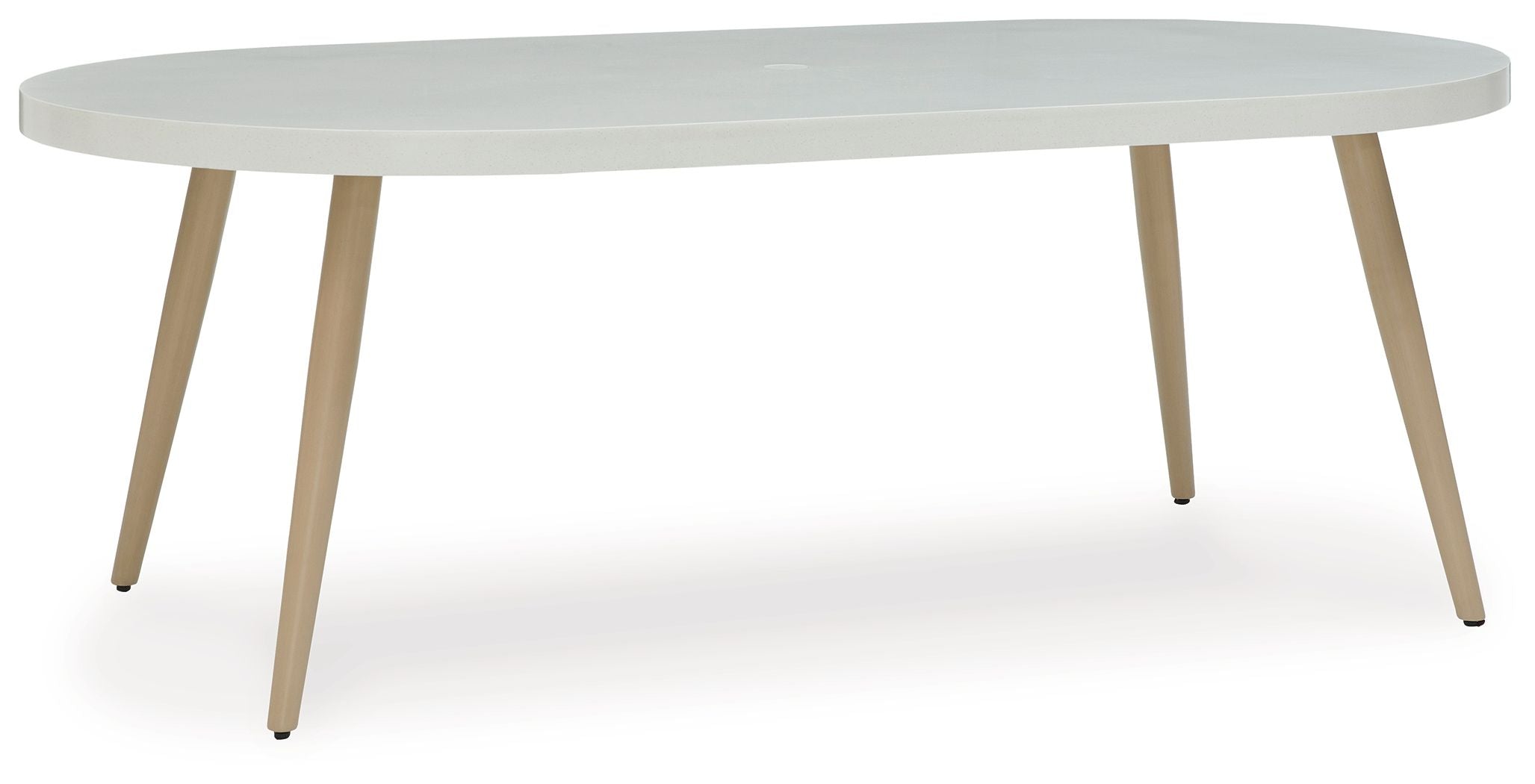 Seton Creek White Oval Dining Table With Umb Opt