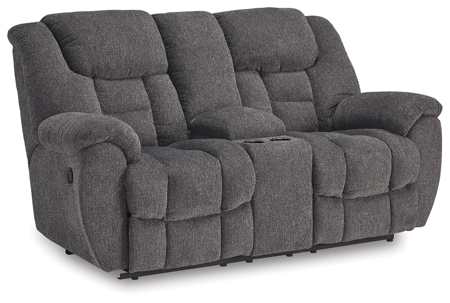 Foreside Charcoal Dbl Reclining Loveseat With Console
