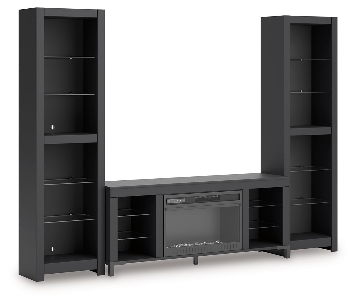 Cayberry Black 3-Piece Entertainment Center With Electric Fireplace