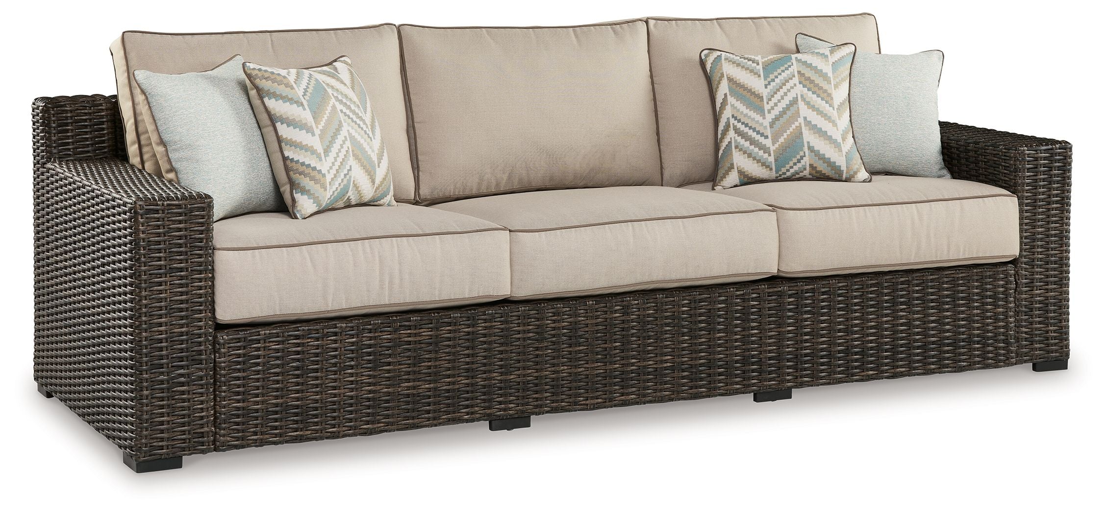 Coastline Bay Brown Sofa With Cushion