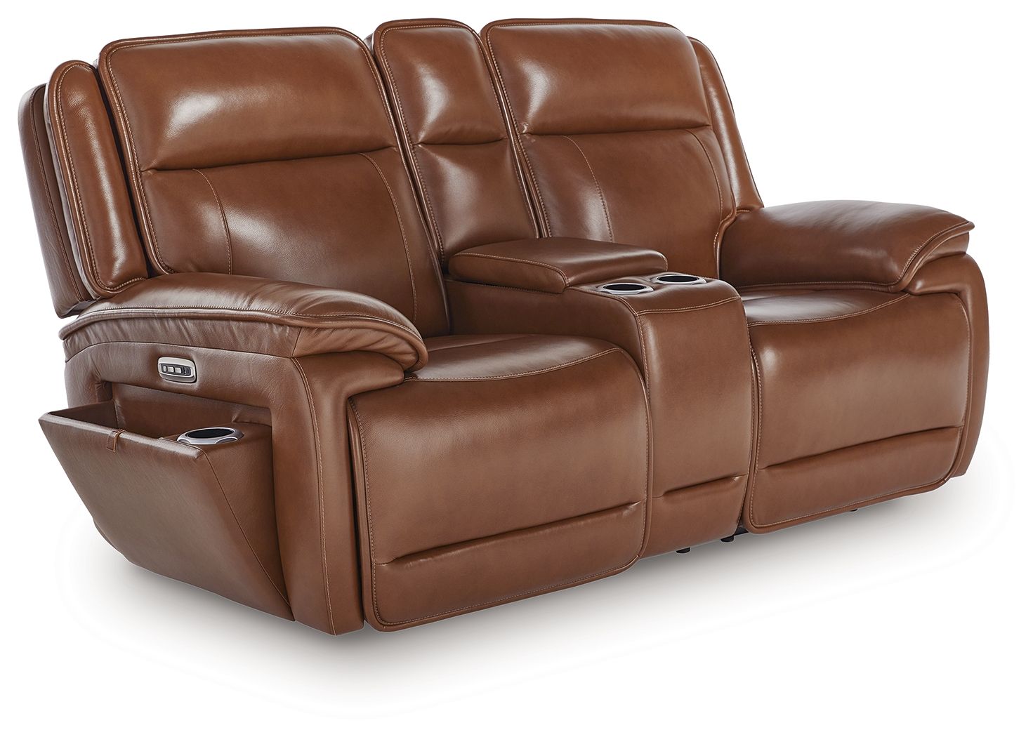 Healy Pier Chocolate Power Reclining Loveseat With Console / Adj Headrest