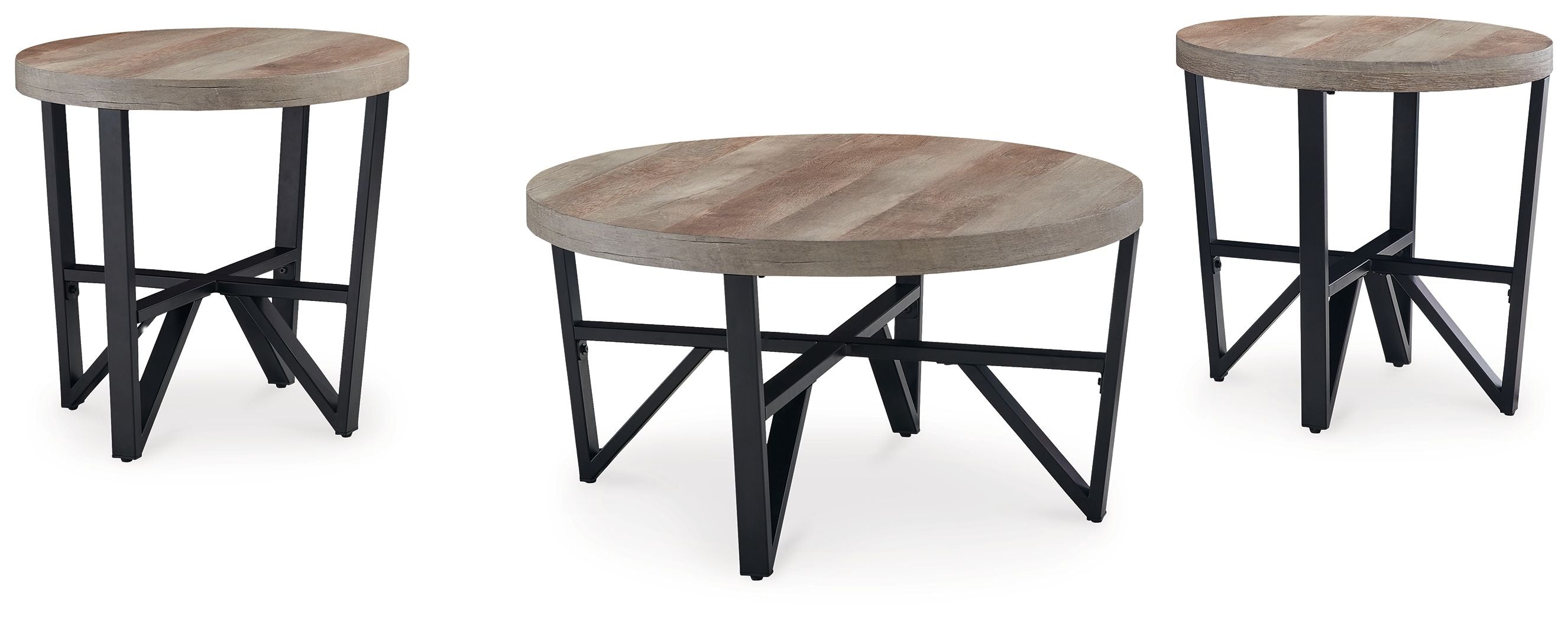 Deanlee Grayish Brown / Black Occasional Table Set