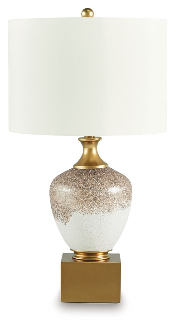 Tavisburg Brown / White / Gold Glass Table Lamp