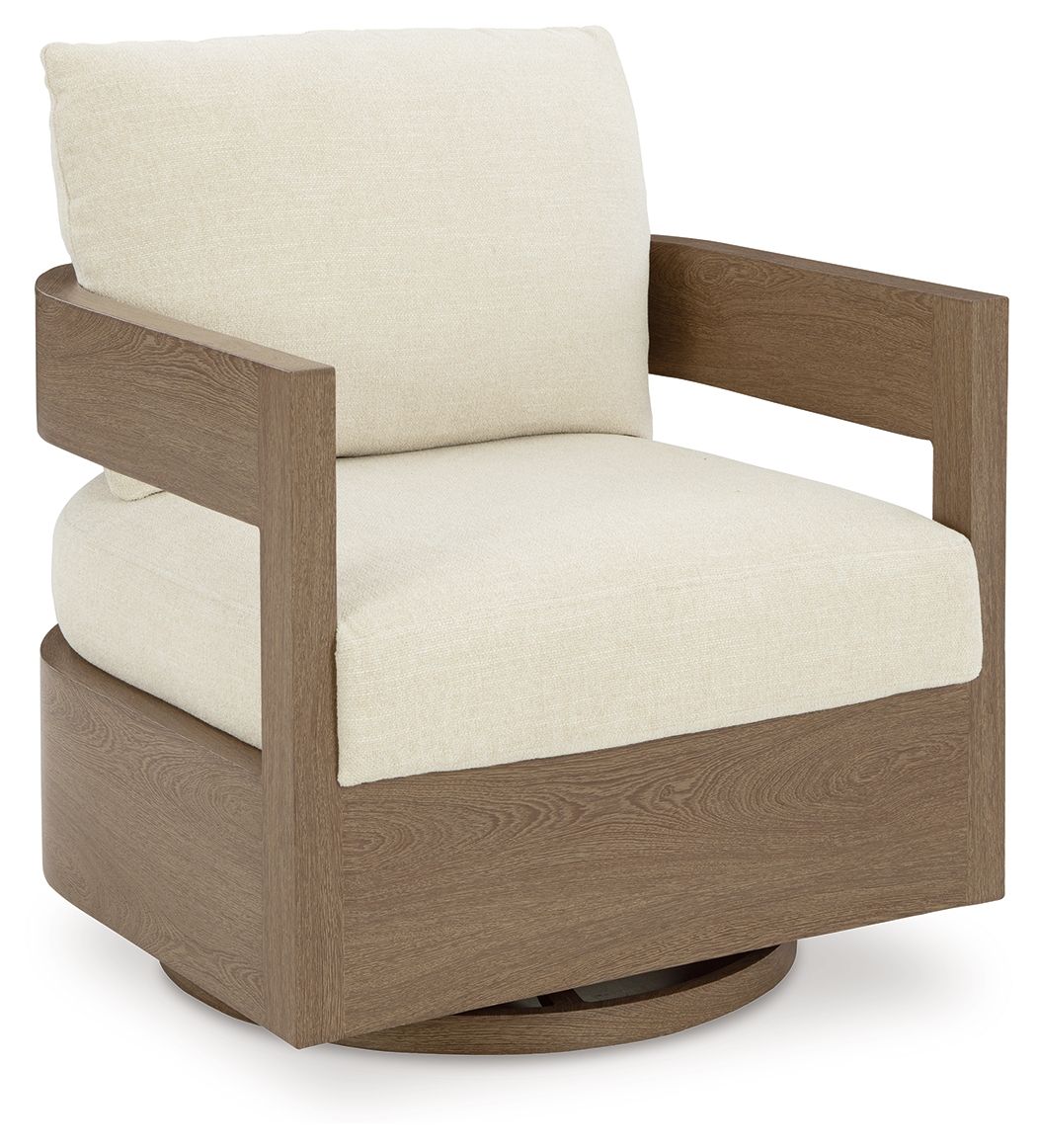 Serene Bay Dark Brown / White Swivel Glider Chair With Cushion