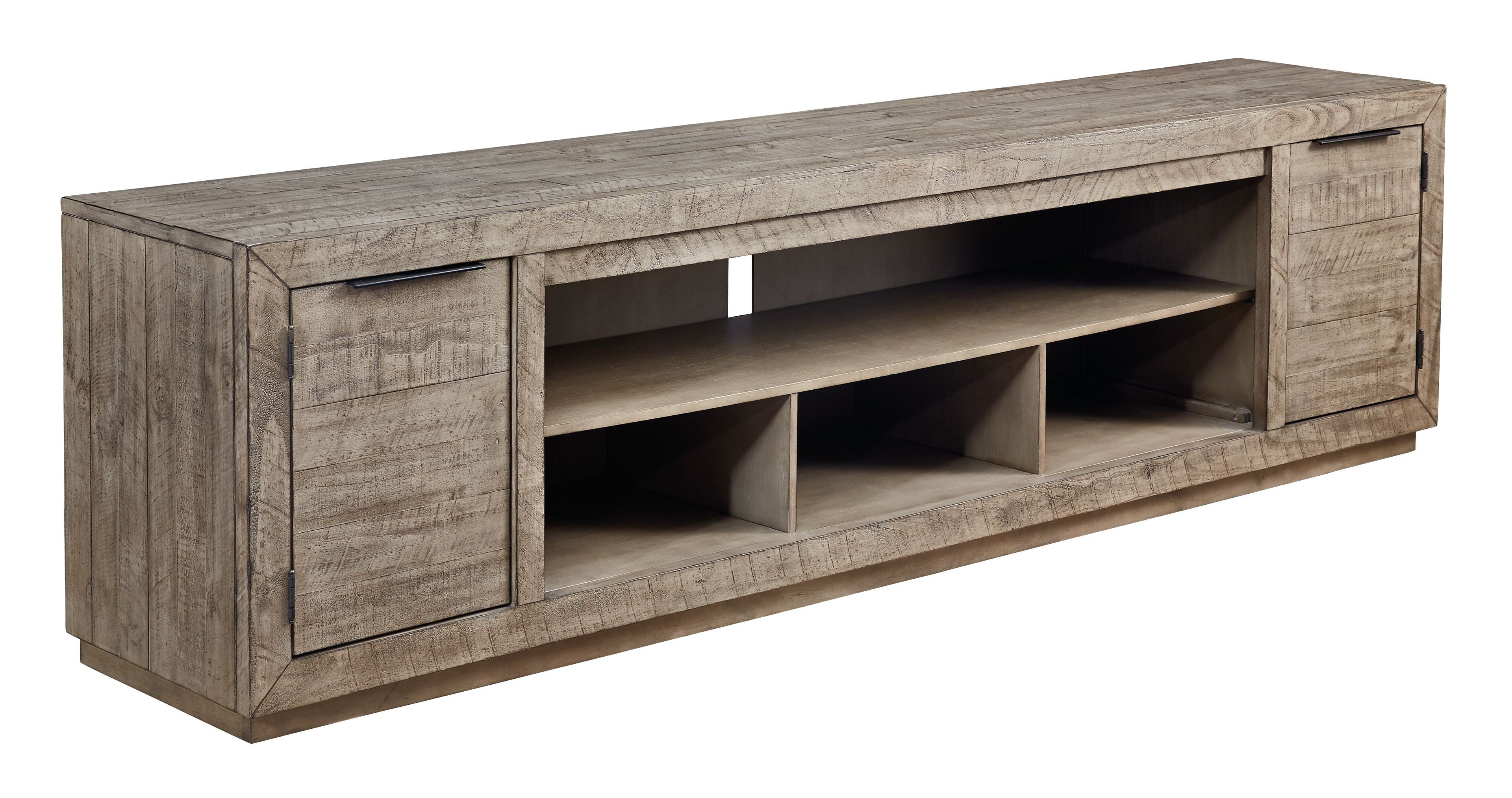 Krystanza Weathered Gray XL TV Stand w/Fireplace Option