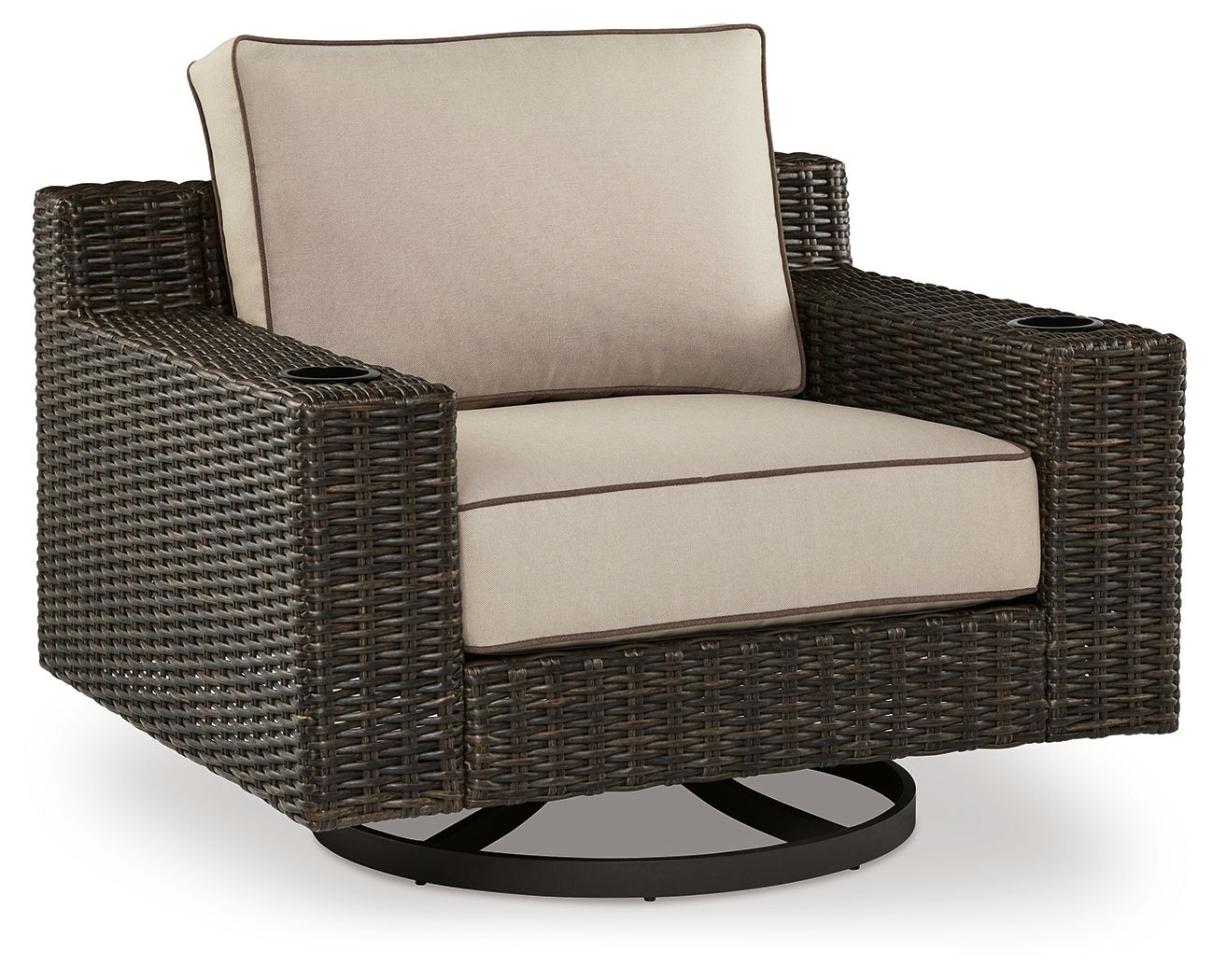 Coastline Bay Brown Swivel Lounge W/ Cushion