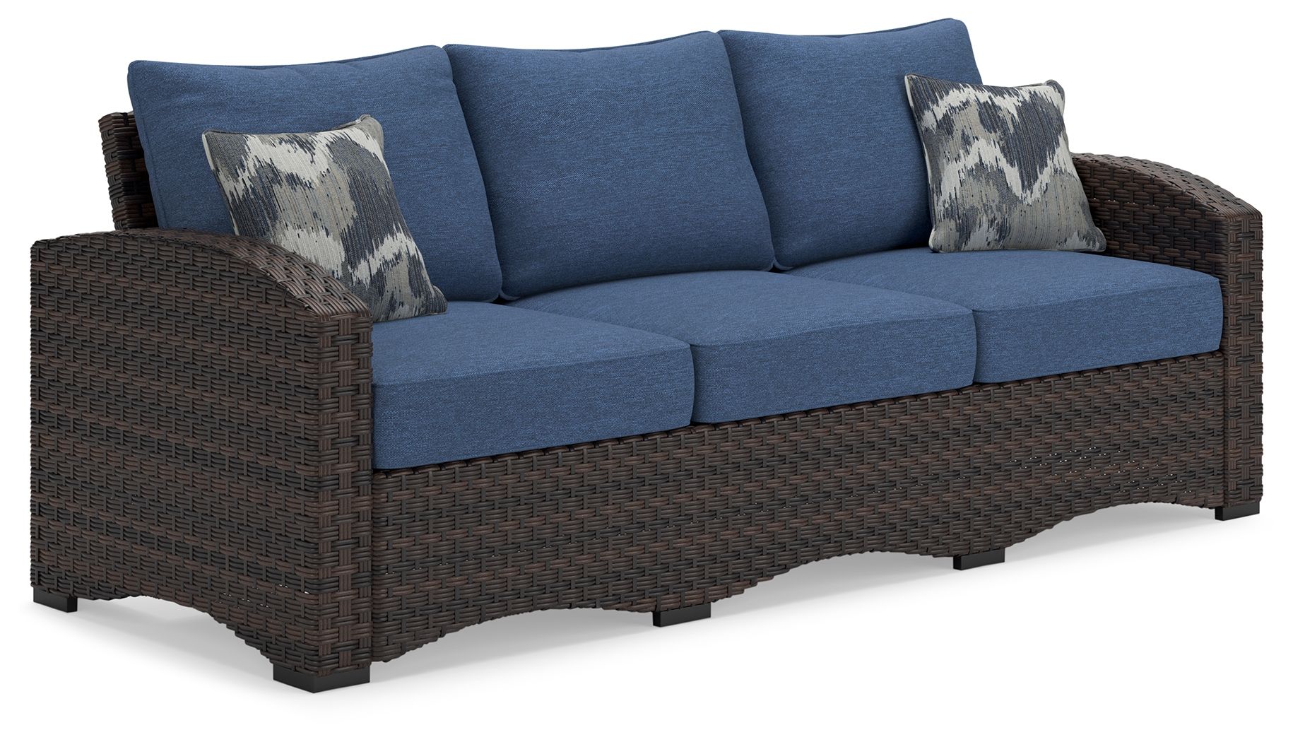 Windglow Blue / Brown Sofa With Cushion