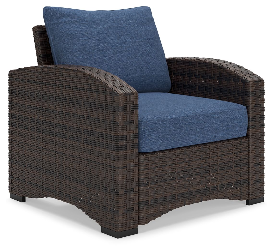 Windglow Blue / Brown Lounge Chair With Cushion