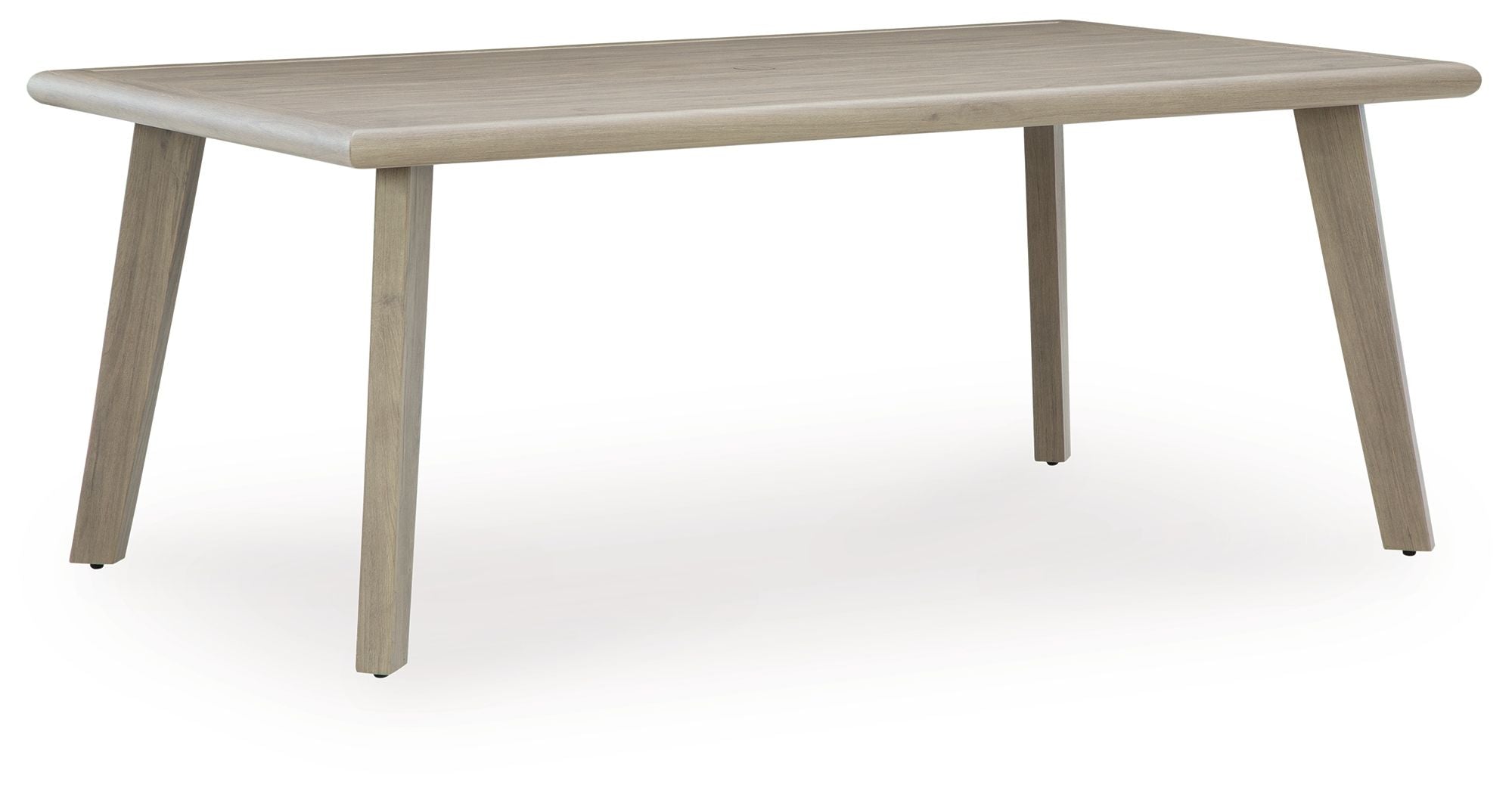 Carisbo Beige Rectangle Dining Table With Umbrella Option