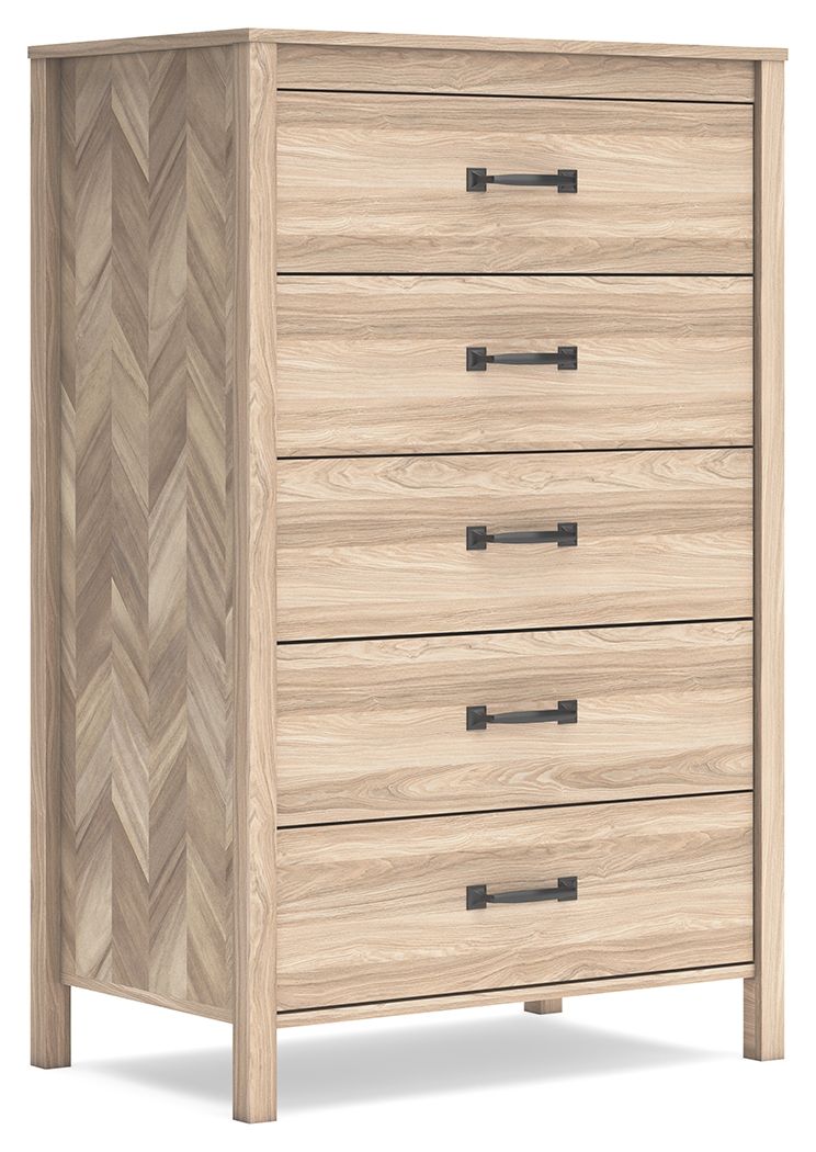 Battelle Tan Five Drawer Chest