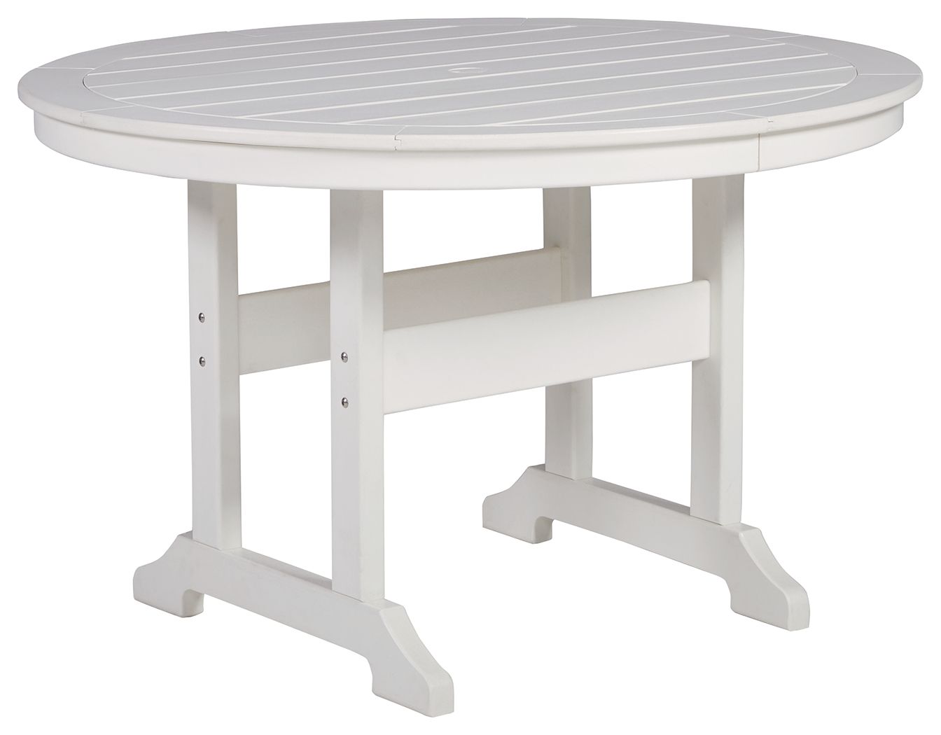 Crescent Luxe White Round Dining Table w/Umb OPT