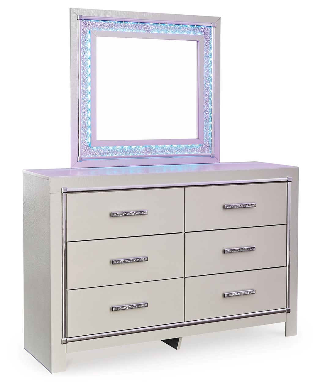 Zyniden Silver Dresser And Mirror