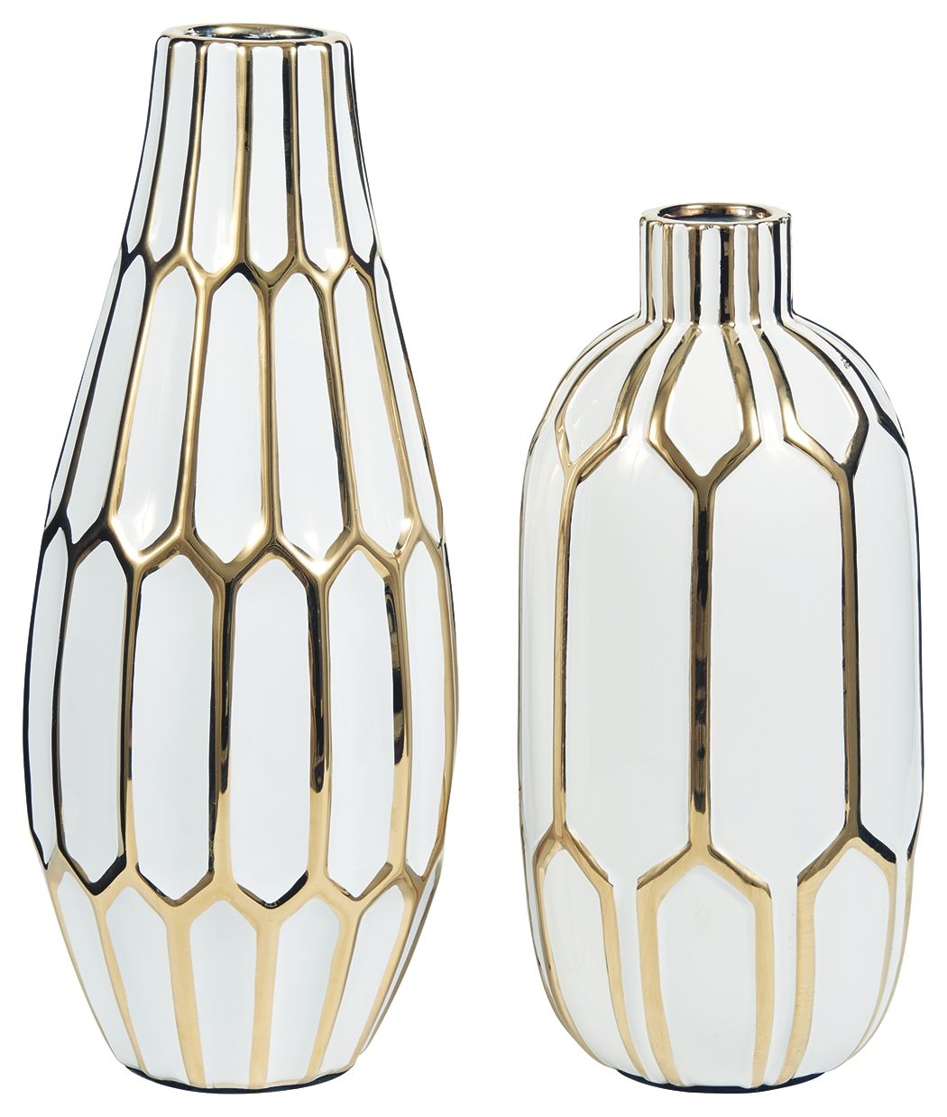 Mohsen Gold Finish / White Vase Set