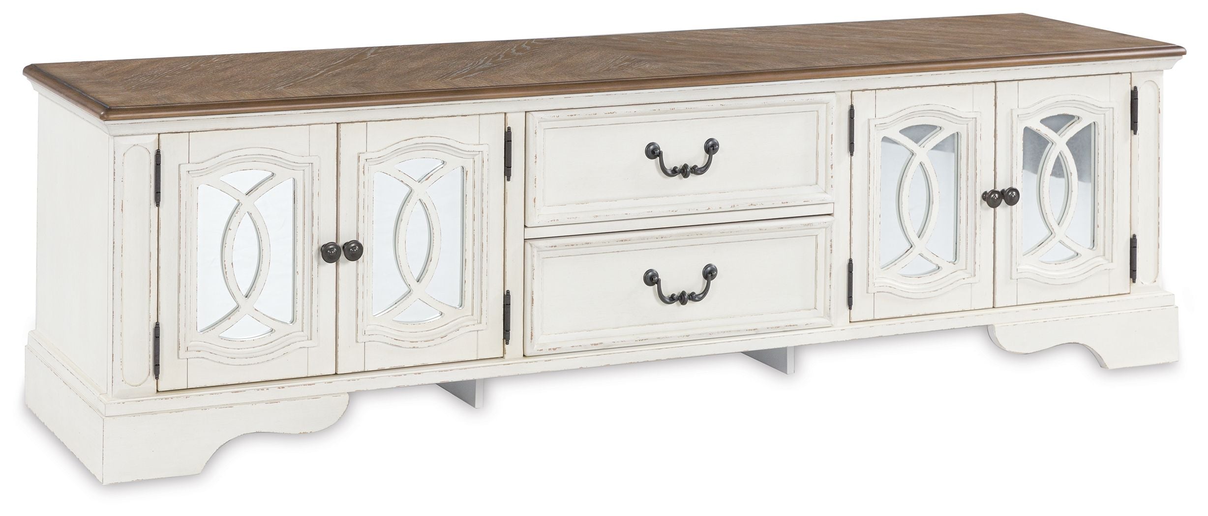 Realyn White / Brown Extra Large TV Stand