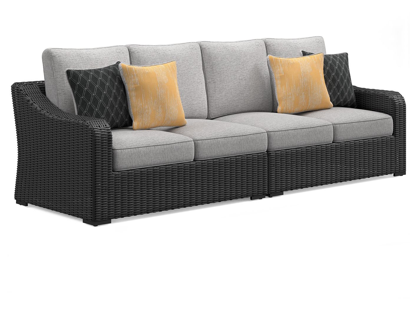 Beachcroft Black / Light Gray 2-Piece Outdoor Loveseat With Cushion