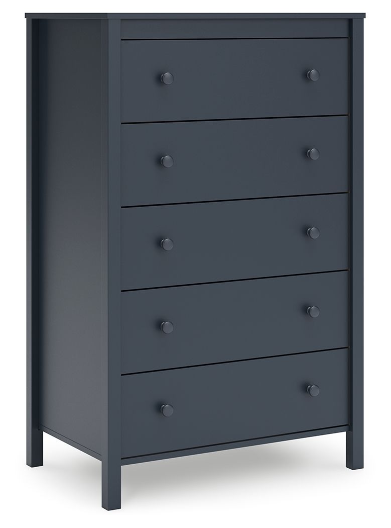 Simmenfort Navy Blue Five Drawer Chest