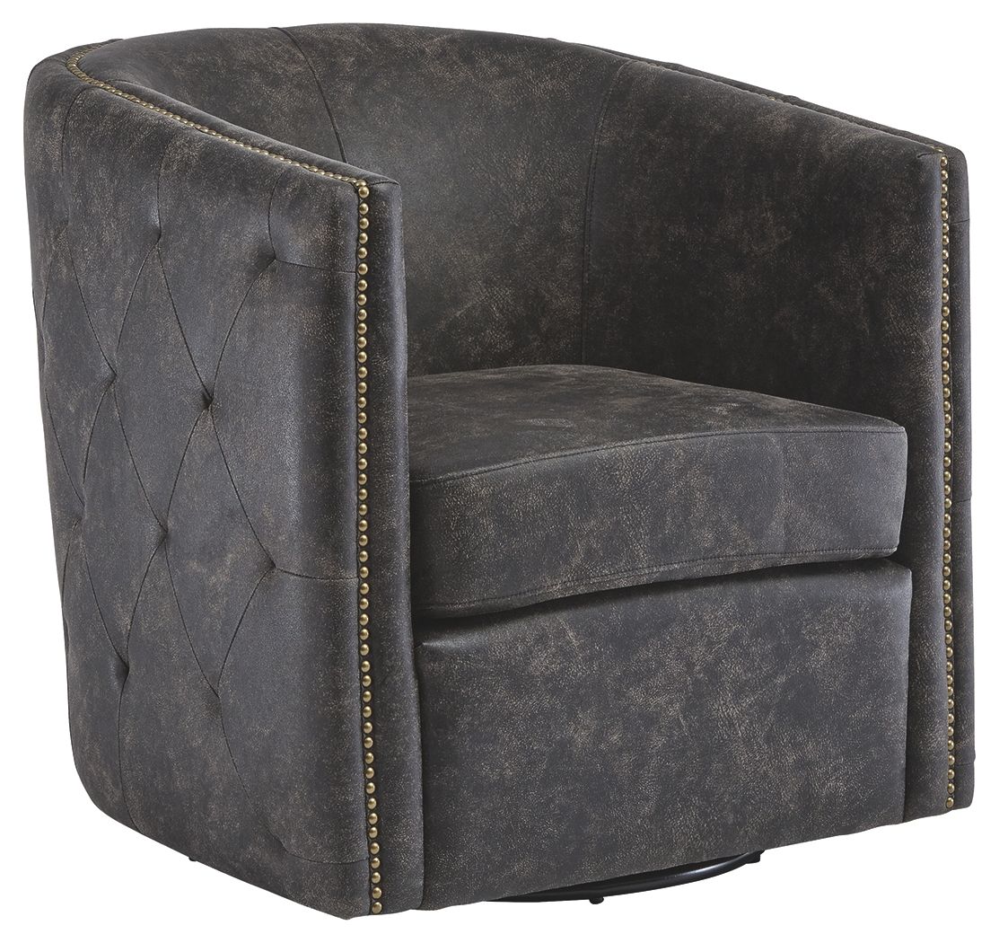 Brentlow Distressed Black Swivel Chair