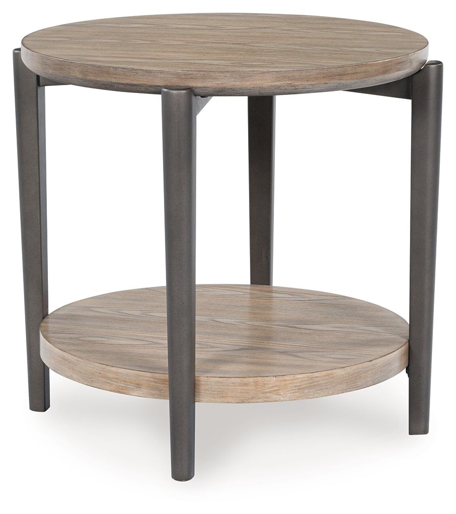Dyonton Light Grayish Brown Round End Table