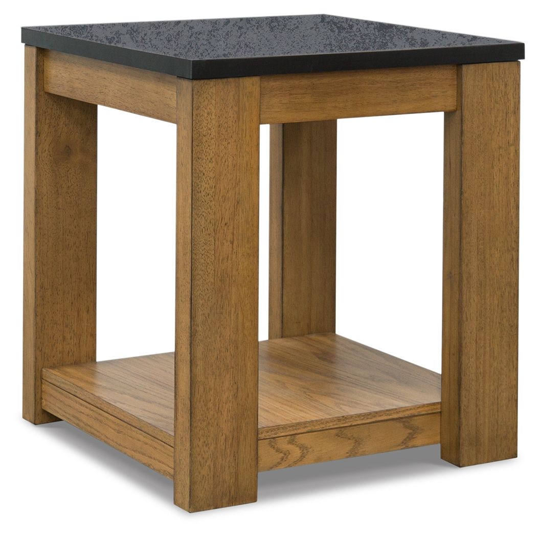 Quentina Light Brown / Black Rectangular End Table