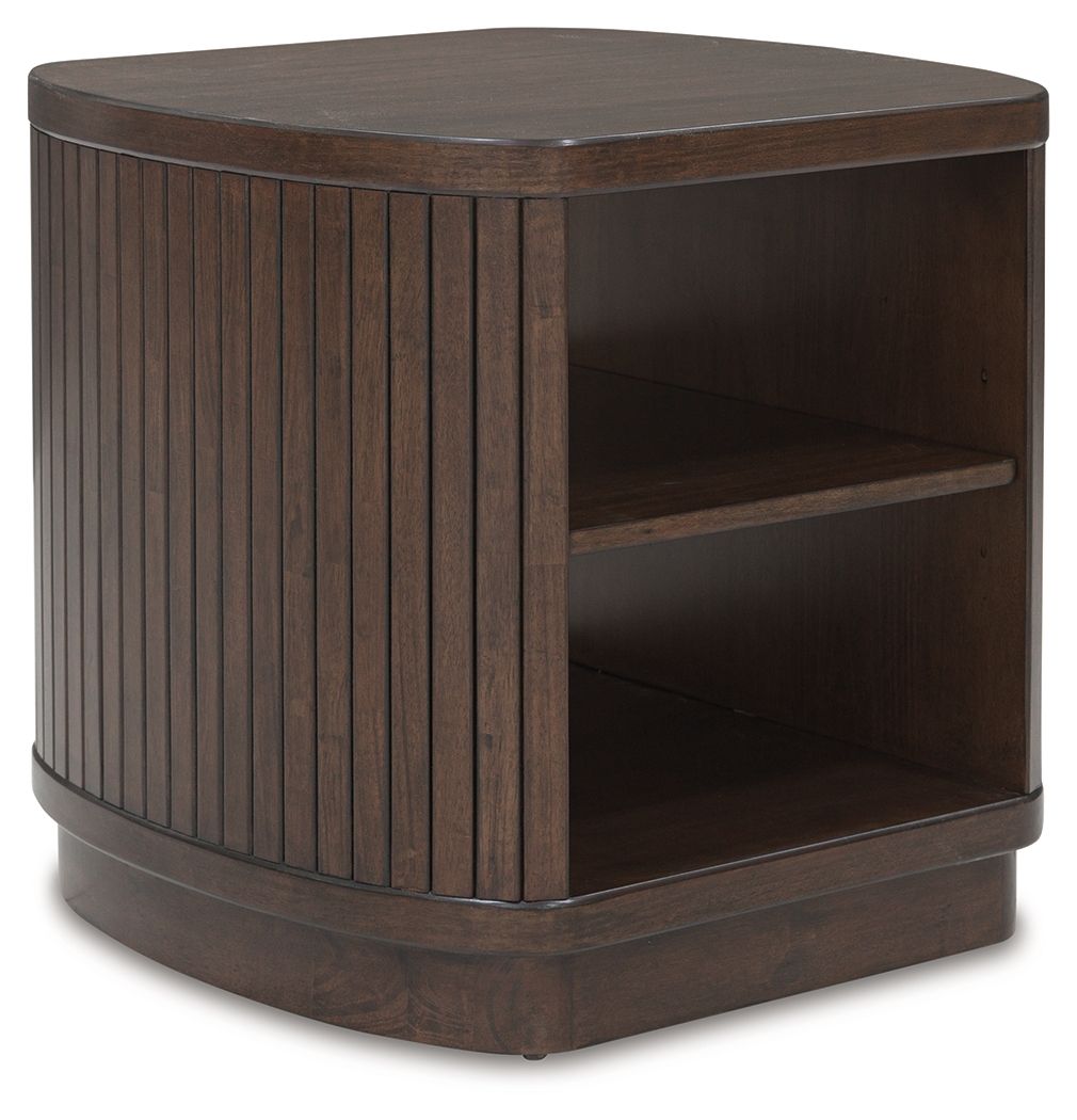 Korestone Dark Brown Square End Table