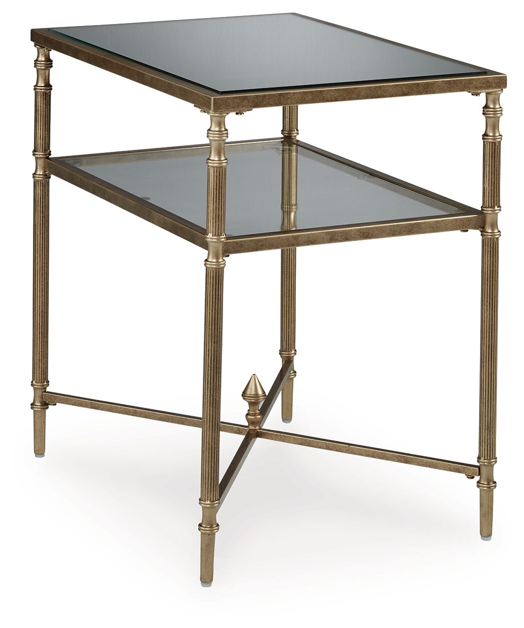 Cloverty Aged Gold Finish Rectangular End Table