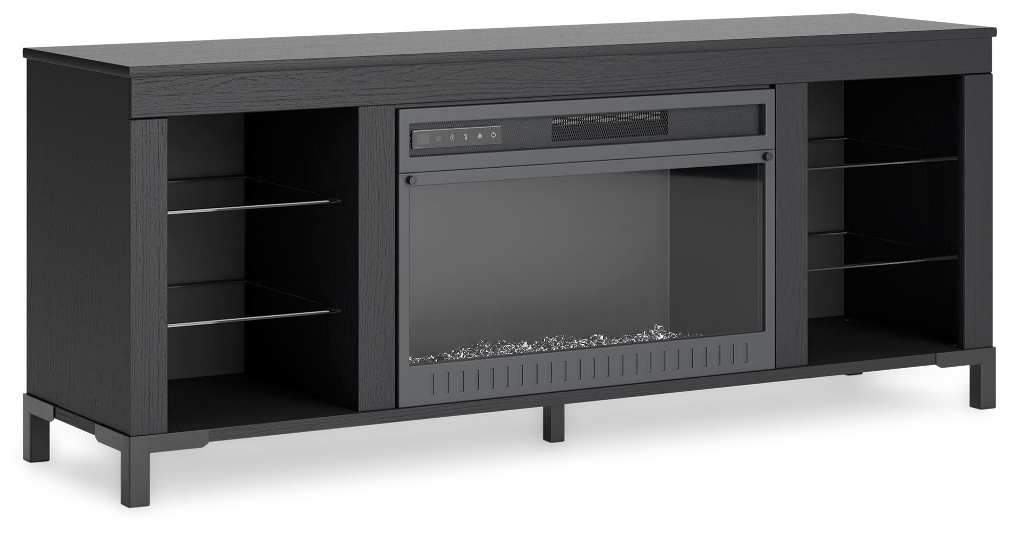 Cayberry Black TV Stand With Fireplace