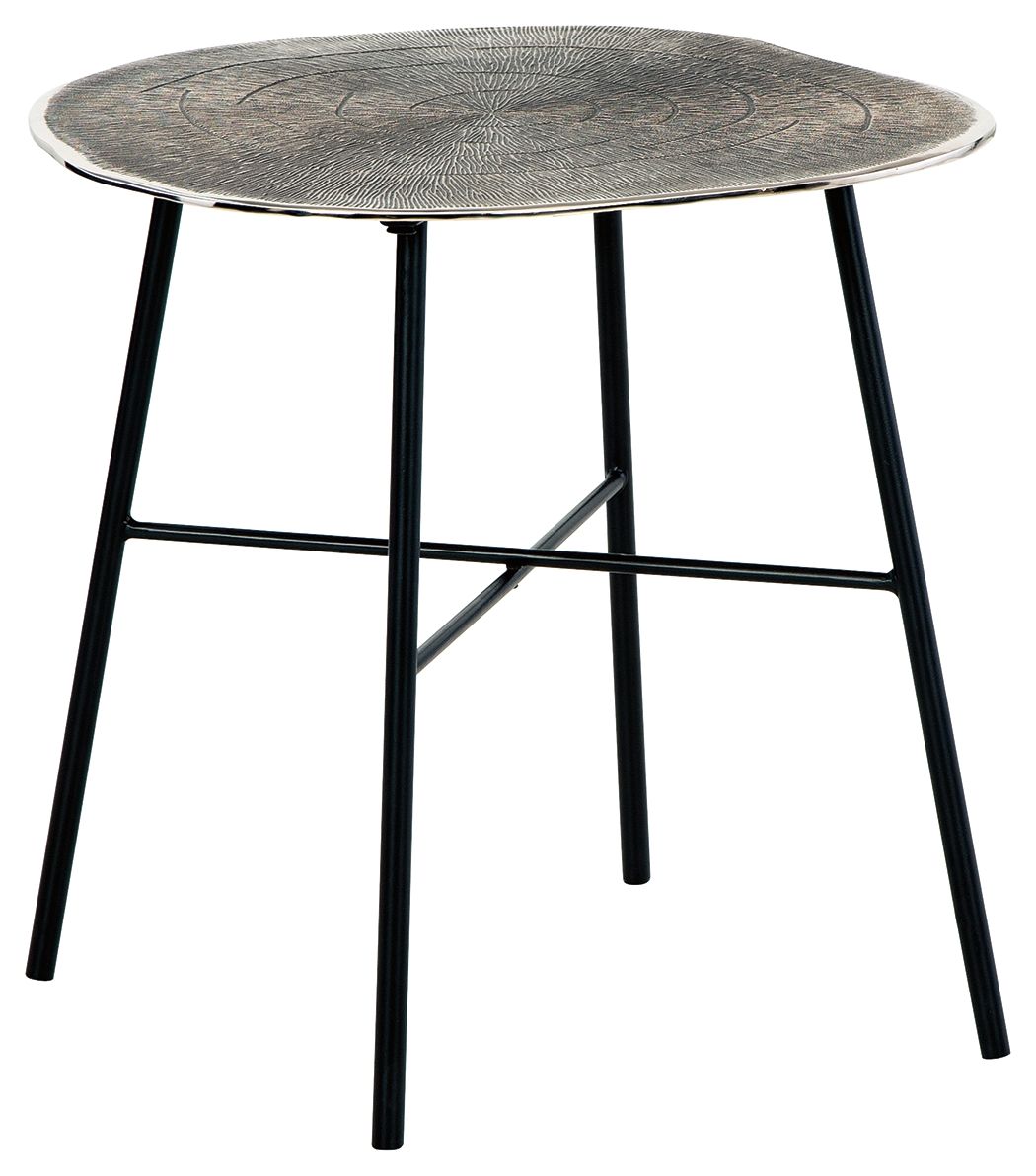 Laverford Chrome / Black Round End Table