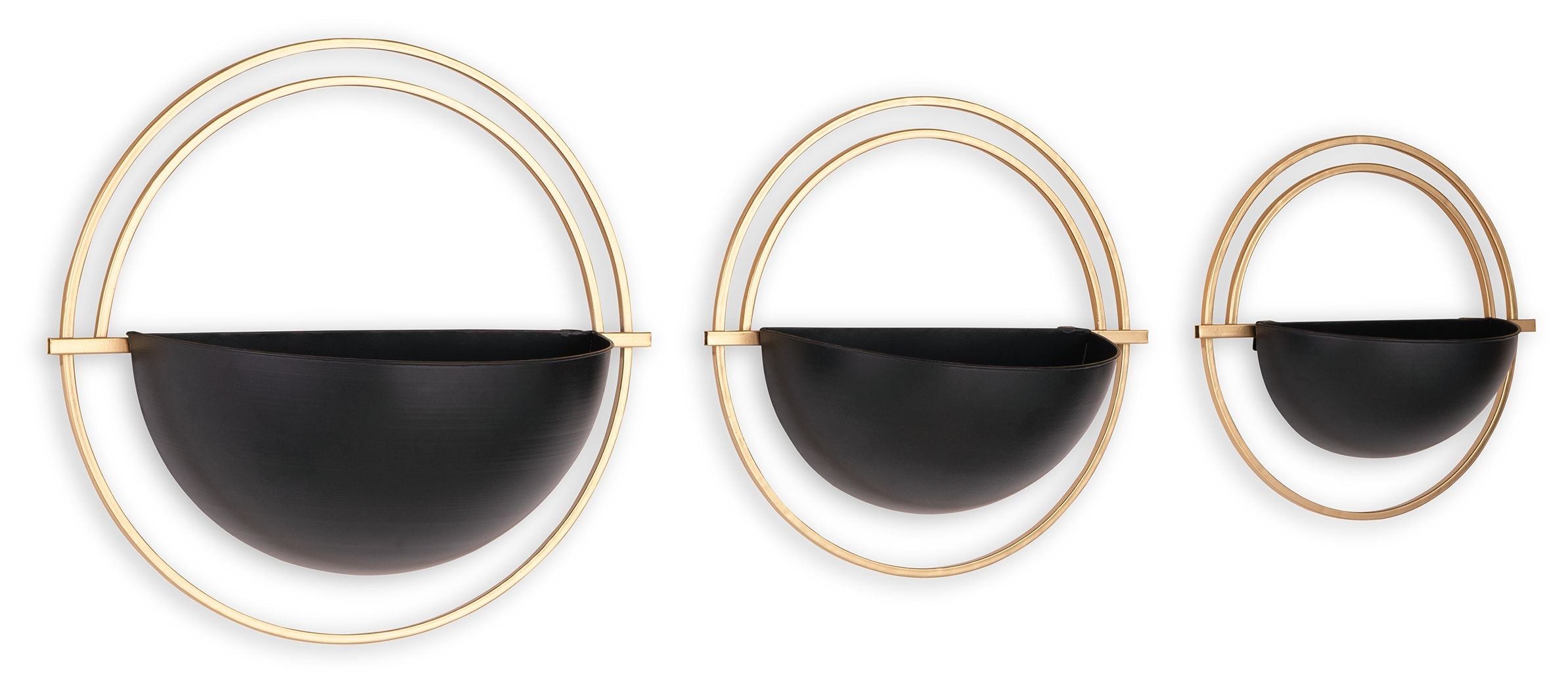 Tobins Black / Gold Finish Wall Planter Set