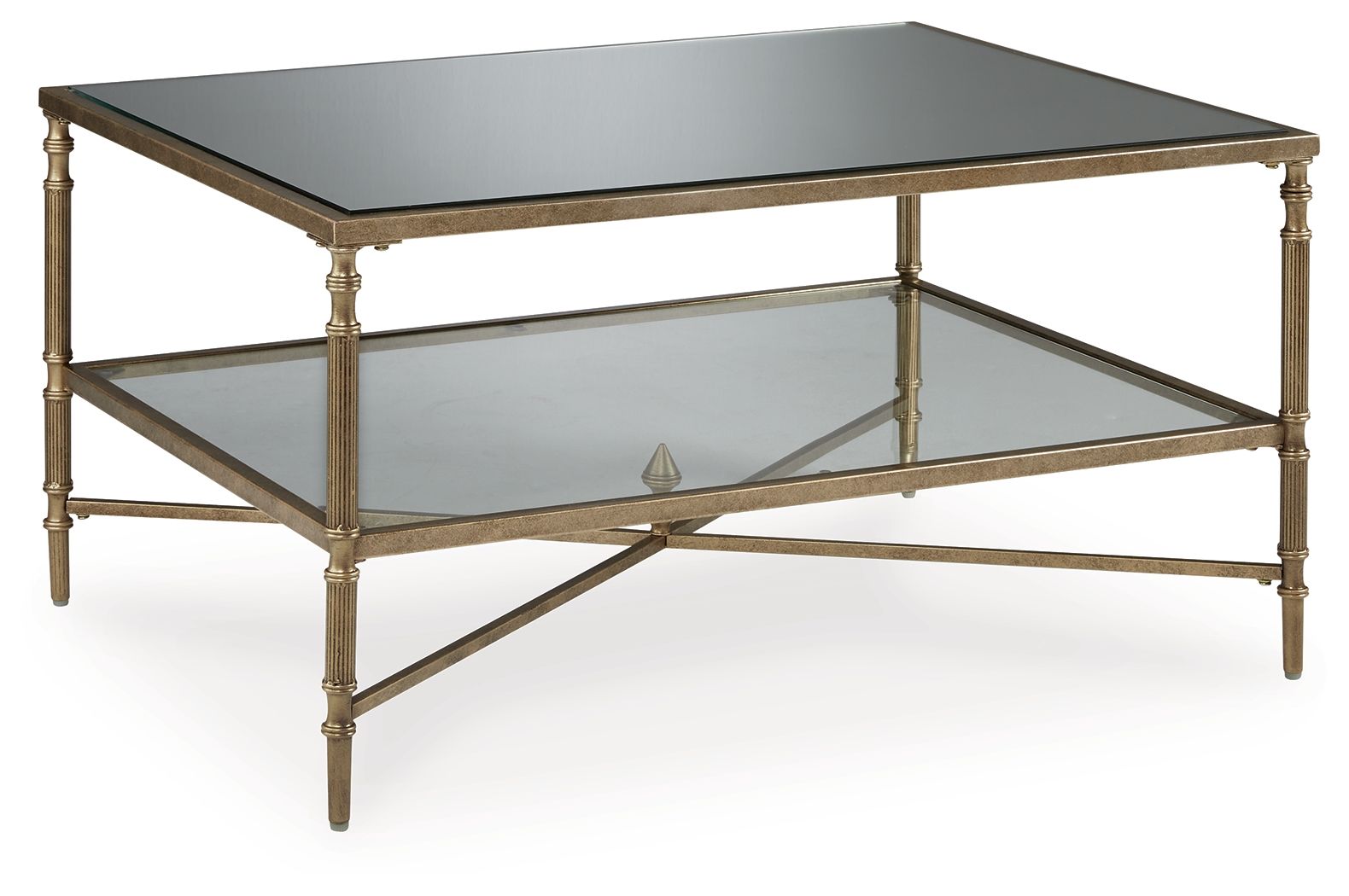 Cloverty Aged Gold Finish Rectangular Cocktail Table