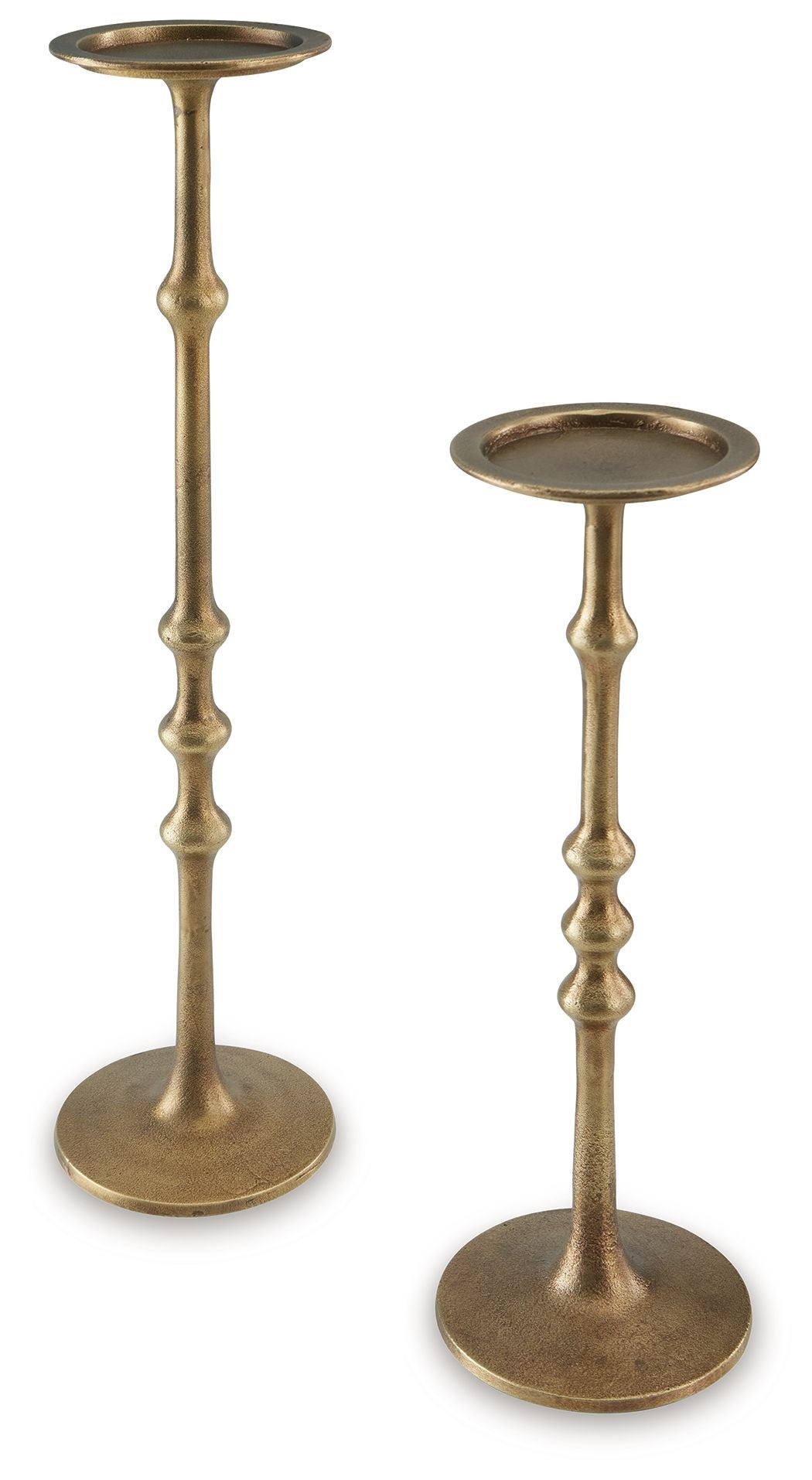 Larwick Antique Brass Finish Candle Holder Set